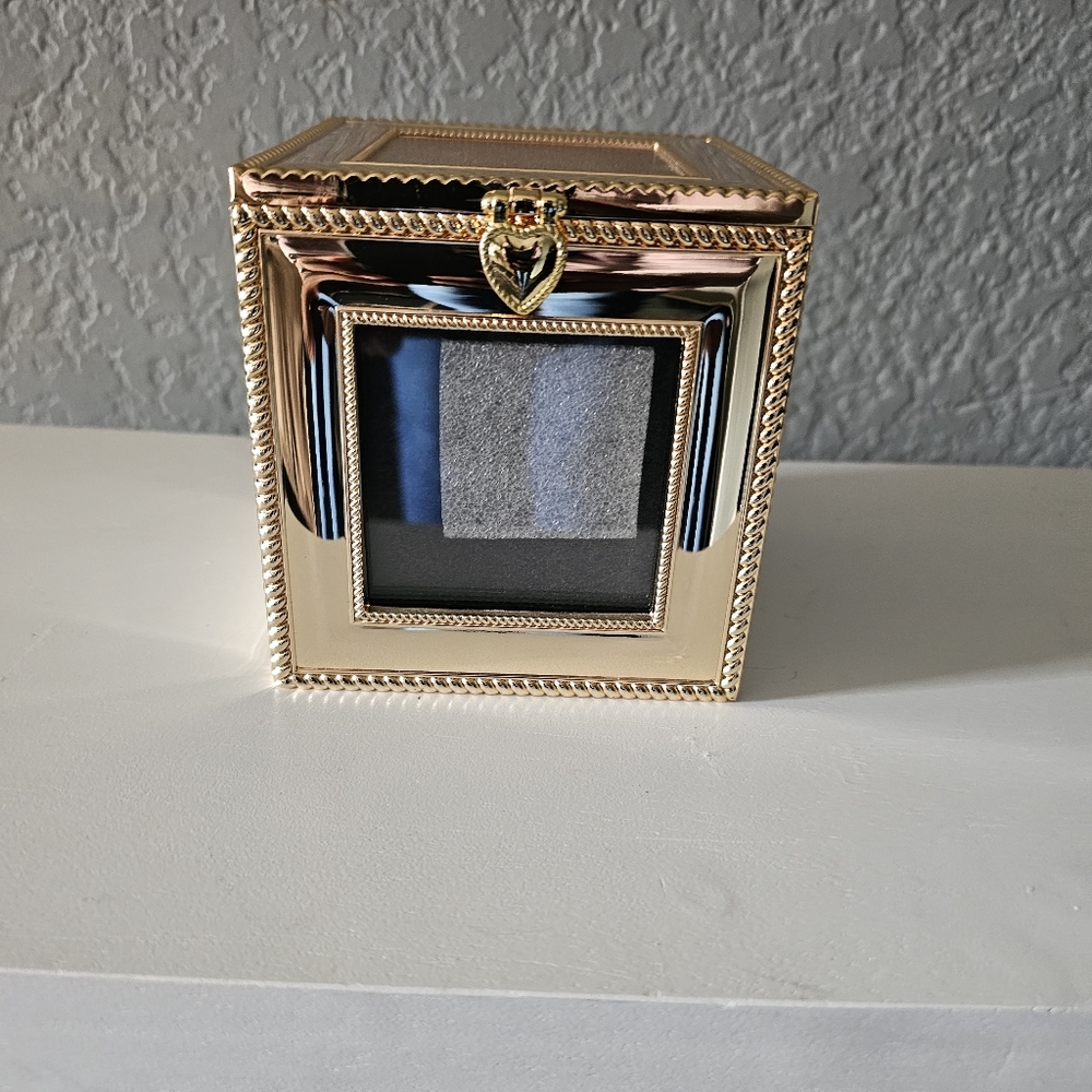 Things Remembered "Made with Love" Gold / Glass Photo Trinket Box